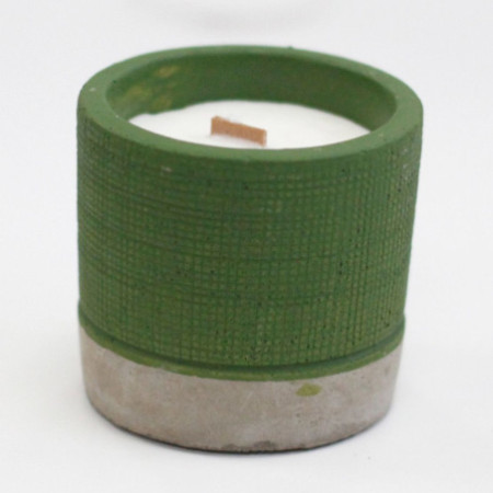Bougie de soja en pot de béton - Vert - Mousse de mer et herbes