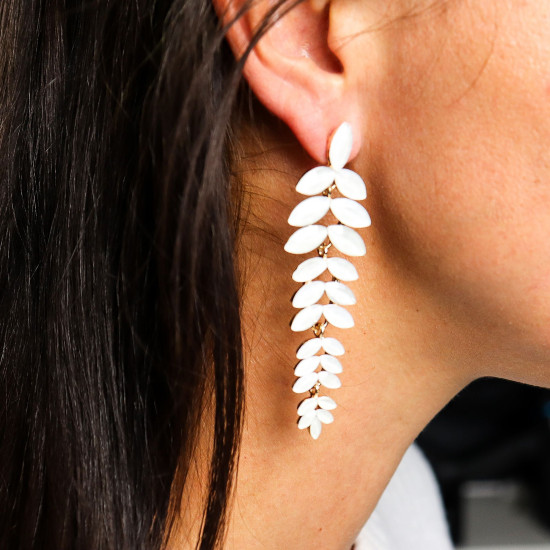 Boucles d'oreilles pendantes en verre vintage et perles