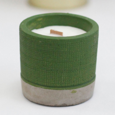 Bougie de soja en pot de béton - Vert - Mousse de mer et herbes