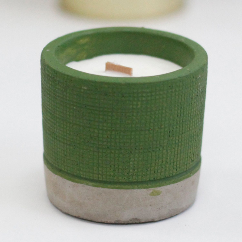 Bougie de soja en pot de béton - Vert - Mousse de mer et herbes