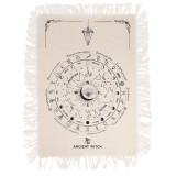 Tissu divinatoire à pendule de sorcière ancienne - Œil qui voit tout - Naturel et noir