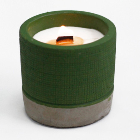 Bougie de soja en pot de béton - Vert - Mousse de mer et herbes