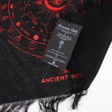 Tissu divinatoire à pendule de sorcière ancienne - Œil qui voit tout - Noir et rouge sang