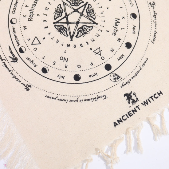 Tissu divinatoire pour pendule de sorcière ancienne - Papillon mystique - Naturel et noir