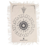 Tissu divinatoire à pendule de sorcière ancienne - Visage solaire - Naturel et noir