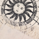 Tissu divinatoire à pendule de sorcière ancienne - Visage solaire - Naturel et noir