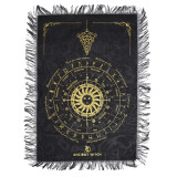 Pendule de sorcière ancienne - Tissu divinatoire - Visage solaire - Noir et or