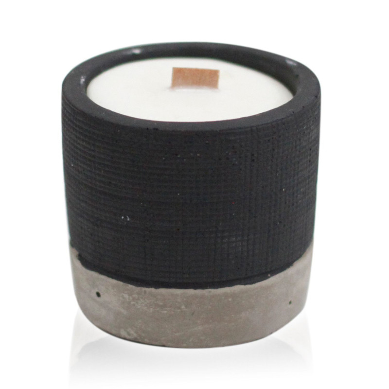 Bougie de soja en pot en béton - Noir - Beurre de brandy