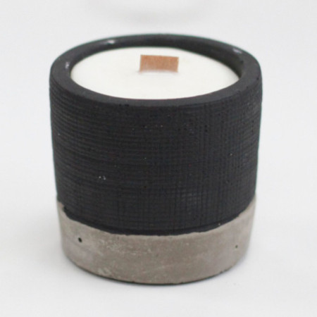 Bougie de soja en pot en béton - Noir - Beurre de brandy