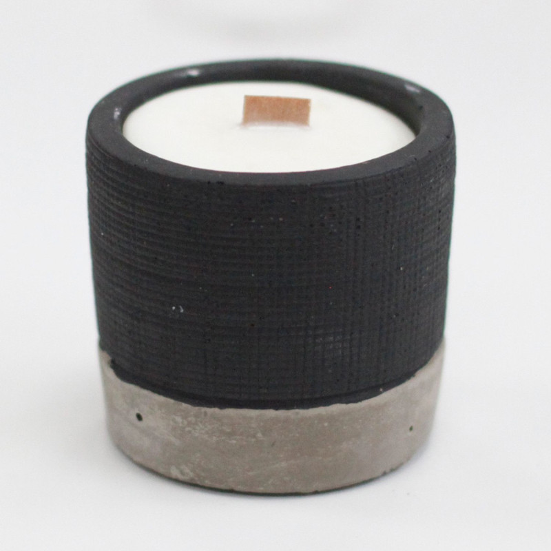Bougie de soja en pot en béton - Noir - Beurre de brandy