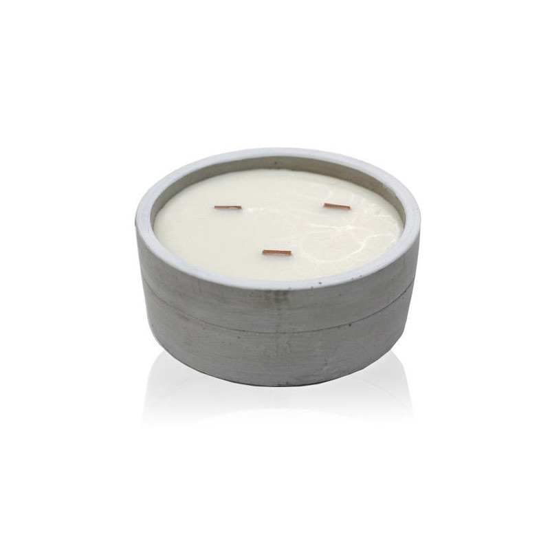 Grande bougie de soja en béton - Patchouli et ambre foncé