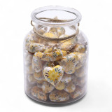 Grands cœurs décoratifs en bois - Motif floral jaune