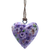 Grands cœurs décoratifs en bois - Fleur violette