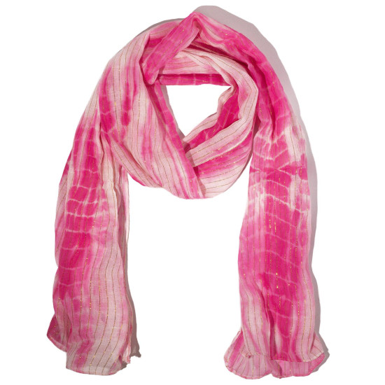 Écharpe rose brillante Nomad Sari Party - Fil doré (180×50cm)