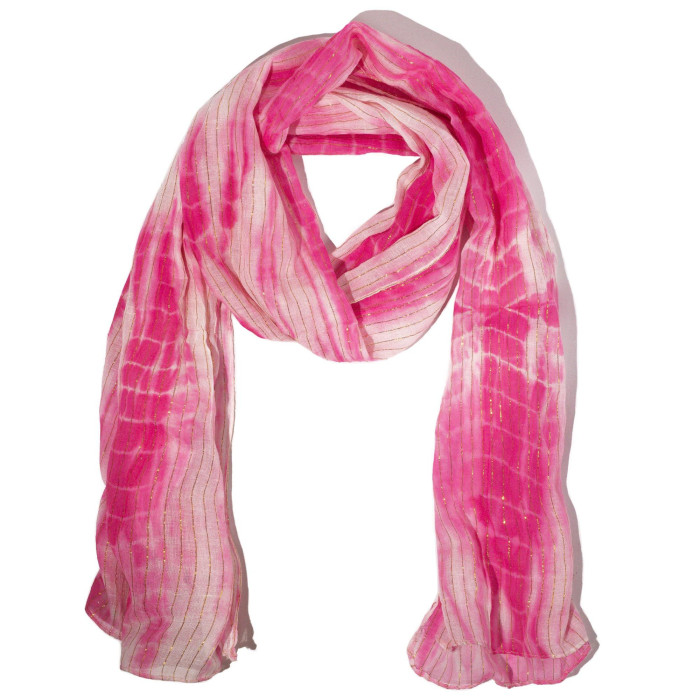 Écharpe rose brillante Nomad Sari Party - Fil doré (180×50cm)