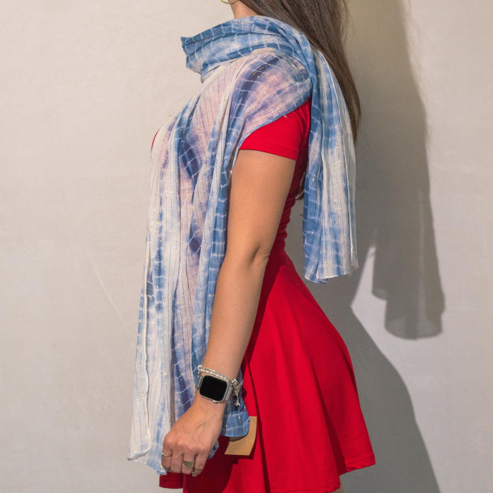 Écharpe Nomad Sari Party Shine - Bleu foncé (180×50cm)