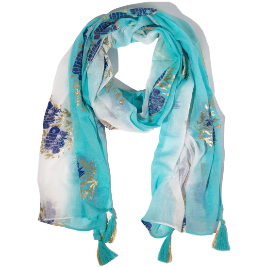 Écharpe Nomad Sari Aqua Fish - Turquoise (180x50cm)