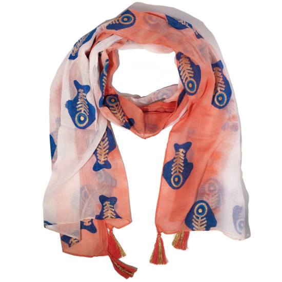 Écharpe Nomad Sari Aqua Fish - Corail (180x50cm)