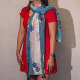 Écharpe Nomad Sari Aqua Fish - Bleu mer (180x50cm)
