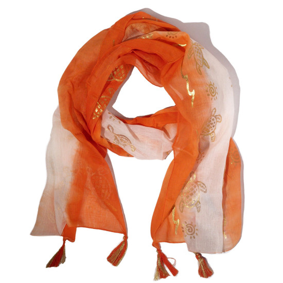 Écharpe Nomad Sari Summer à imprimé tortue - Corail (180x50cm)