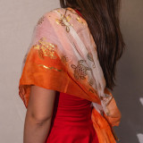 Écharpe Nomad Sari Summer à imprimé tortue - Corail (180x50cm)