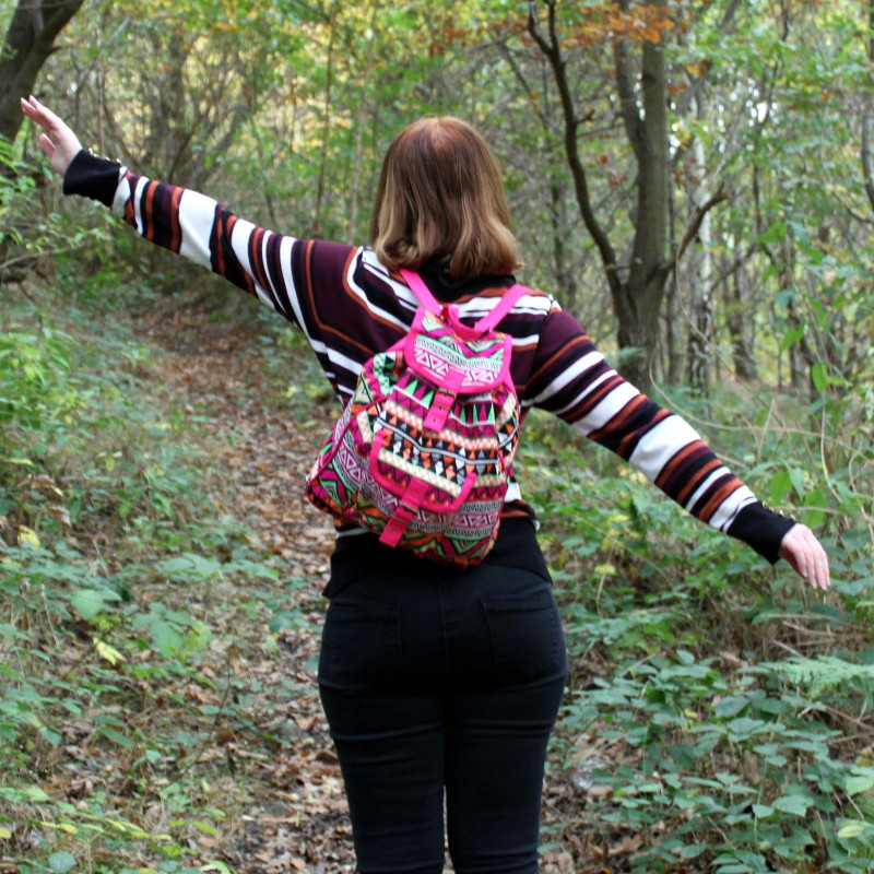 Sac Jacquard - Sac à dos rose