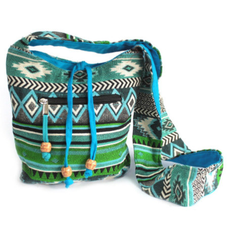 Sac Jacquard - Sac bandoulière bleu sarcelle