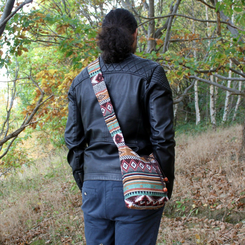 Sac Jacquard - Sac bandoulière chocolat