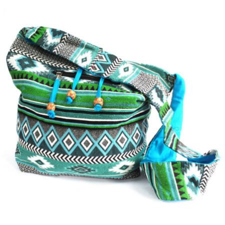Sac Jacquard - Sac étudiant bleu sarcelle