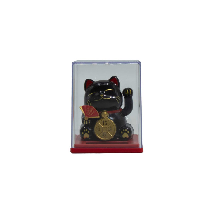 Mini chat solaire porte-monnaie en boîte - Noir