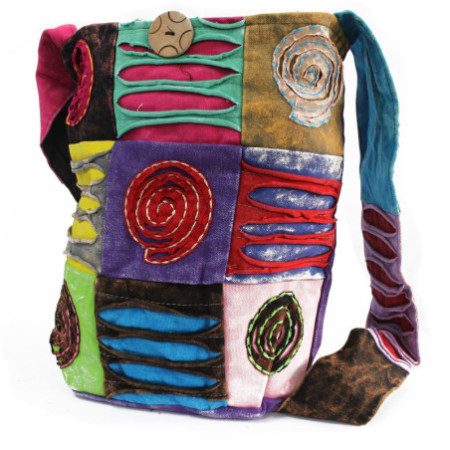 Sac bandoulière ethnique - Violet / Spirale