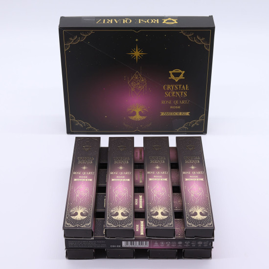 Encens parfumé aux cristaux de quartz rose - Rose