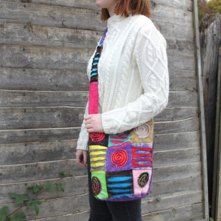 Sac bandoulière ethnique - Violet / Spirale
