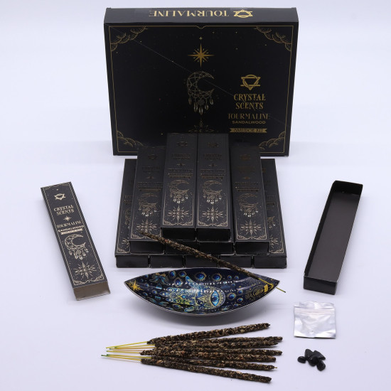 Encens parfumé aux cristaux de tourmaline - Santal