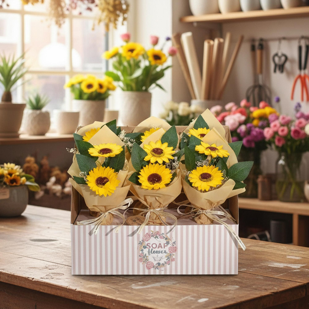 Fleur de savon - Bouquet de deux tournesols