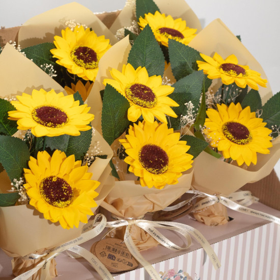Fleur de savon - Bouquet de deux tournesols