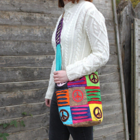 Sac bandoulière ethnique - Bleu sarcelle / Om