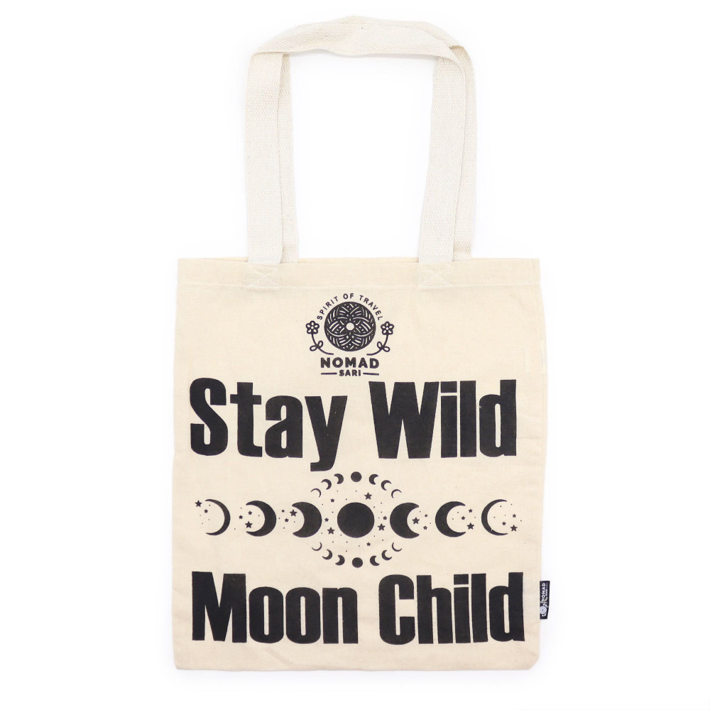 Sac cabas basique iconique Nomad Sari - Restez sauvage, enfant de la lune - Naturel 113 g