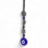 Pendentif en pierre suspendue - Pierres et perles de pirite - Œil protecteur