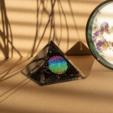 Petites pyramides d'organite 5,5 x 4,5 cm - Fleur de Vie - Éclats de tortaline noire