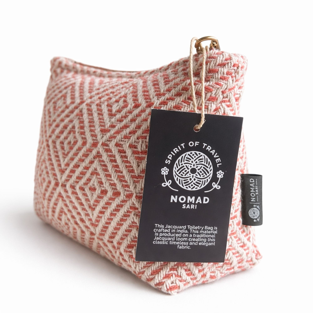 Trousse de toilette Nomad Sari indienne Jacquard - Labyrinthe de corail