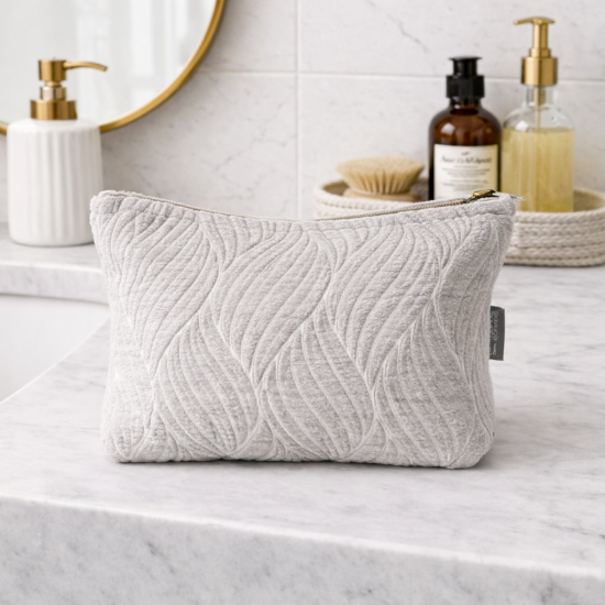 Trousse de toilette Nomad Sari indienne Jacquard - Tissage clair de lune