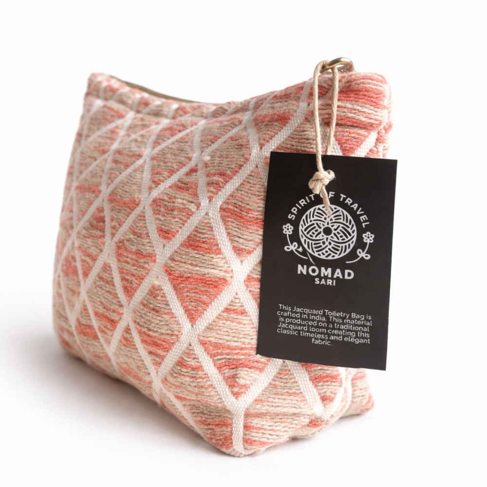 Trousse de toilette Nomad Sari indienne Jacquard - Motif Rose