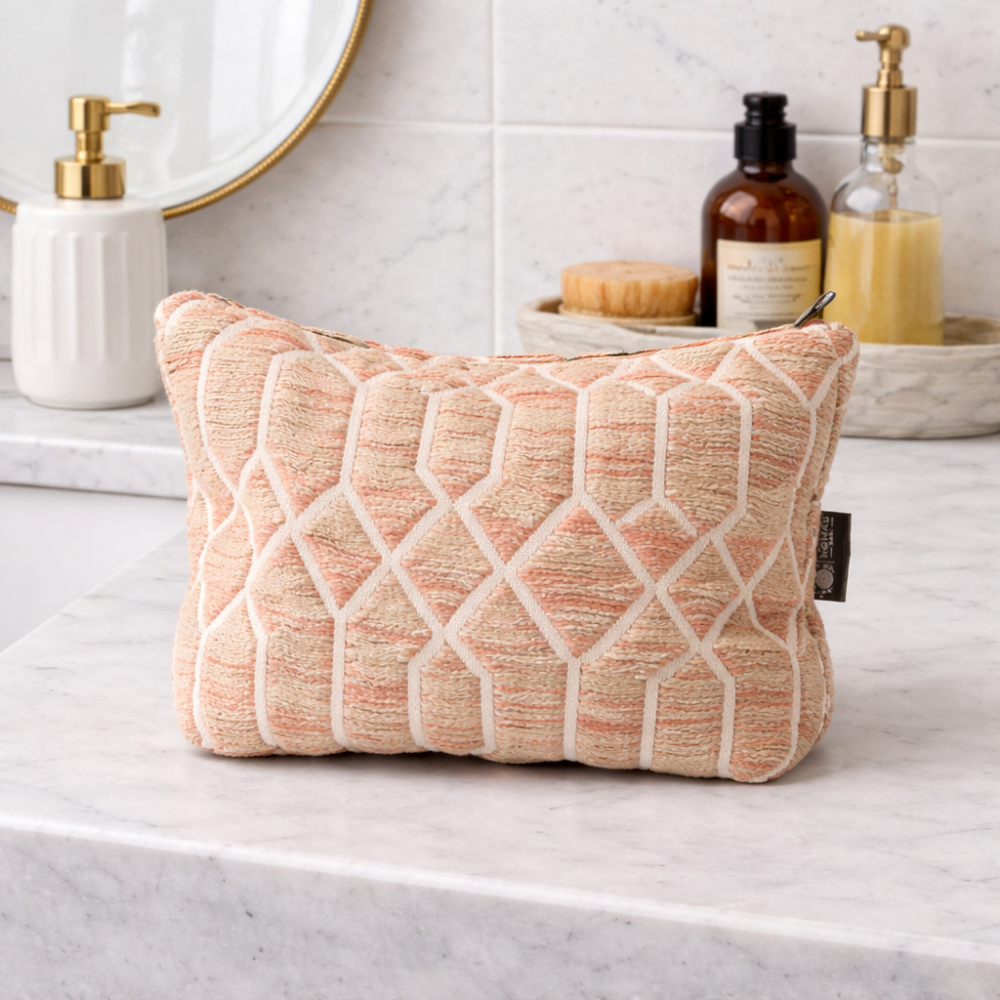 Trousse de toilette Nomad Sari indienne Jacquard - Motif Rose
