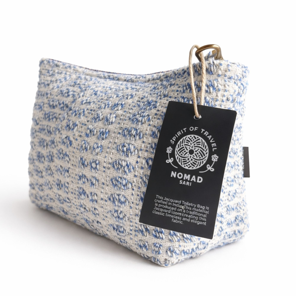 Trousse de toilette Nomad Sari indienne Jacquard - Indigo Echo