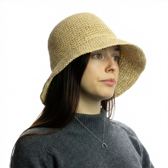 Chapeau de Soleil Floppy en Paille - Beige Naturel