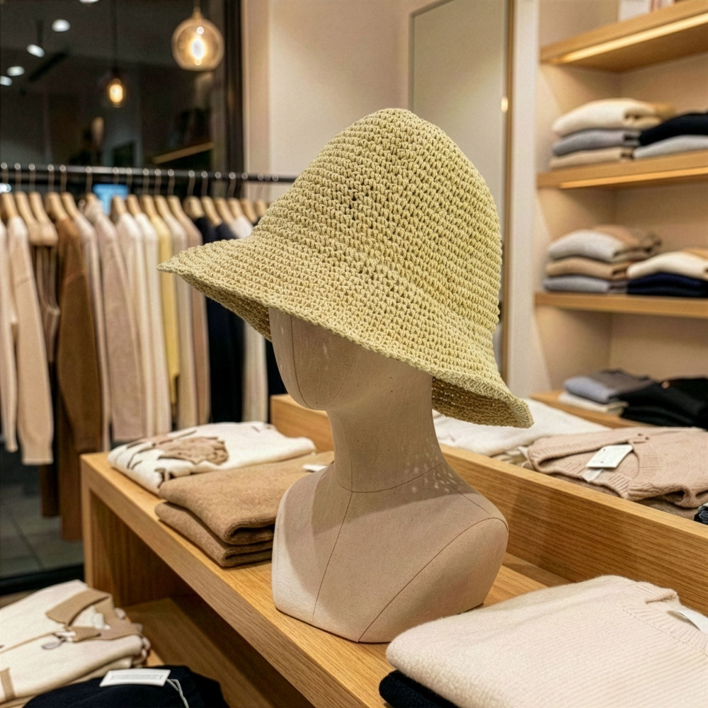Chapeau de Soleil Floppy en Paille - Beige Naturel