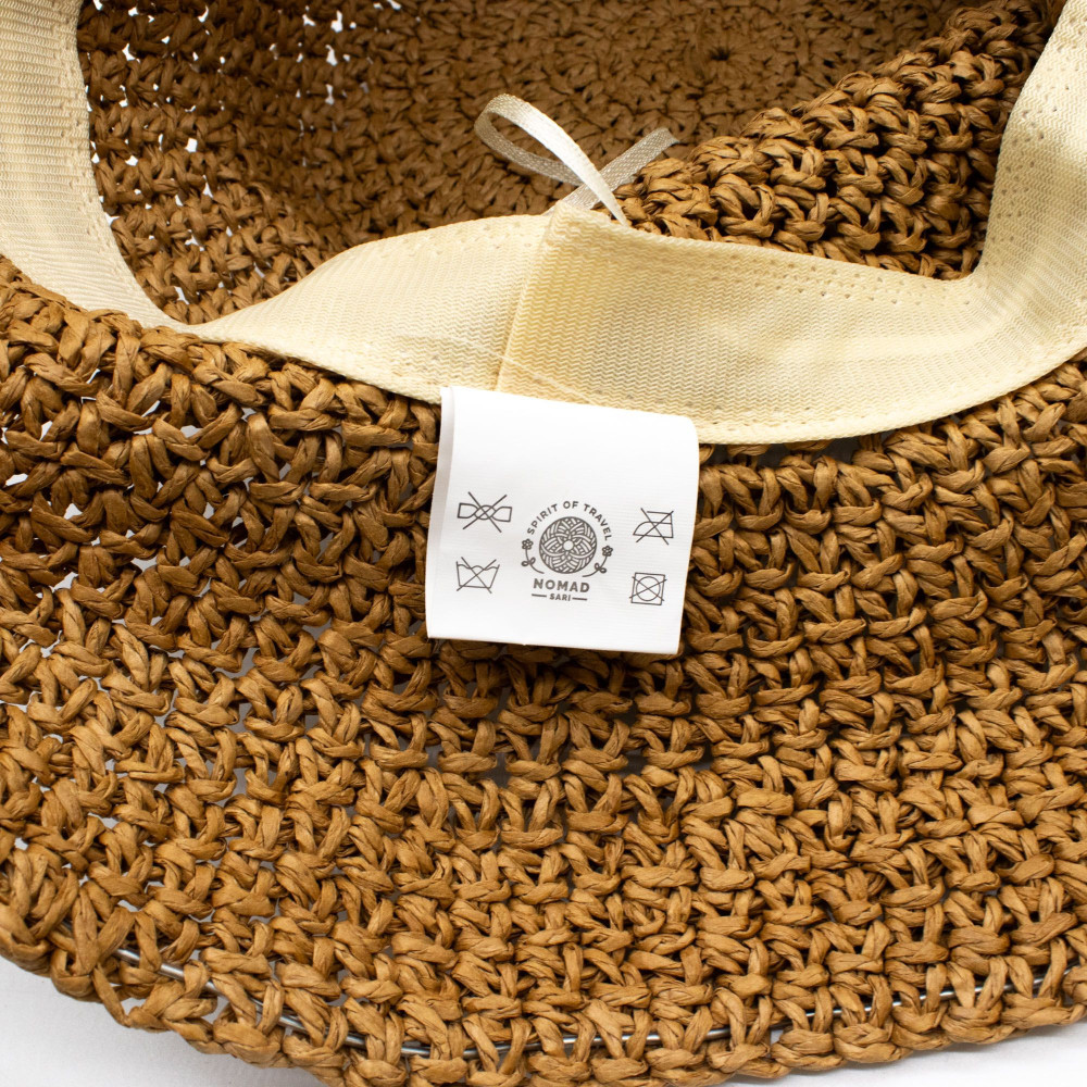 Chapeau de soleil souple en paille Nomad Sari - Café naturel