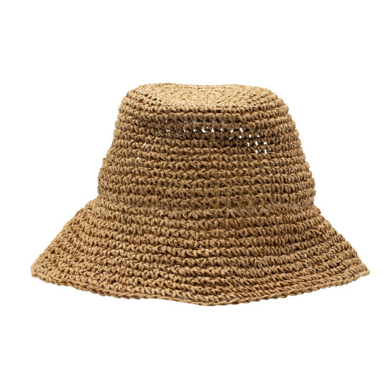 Chapeau de soleil souple en paille Nomad Sari - Café naturel