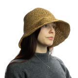 Chapeau de soleil souple en paille Nomad Sari - Café naturel